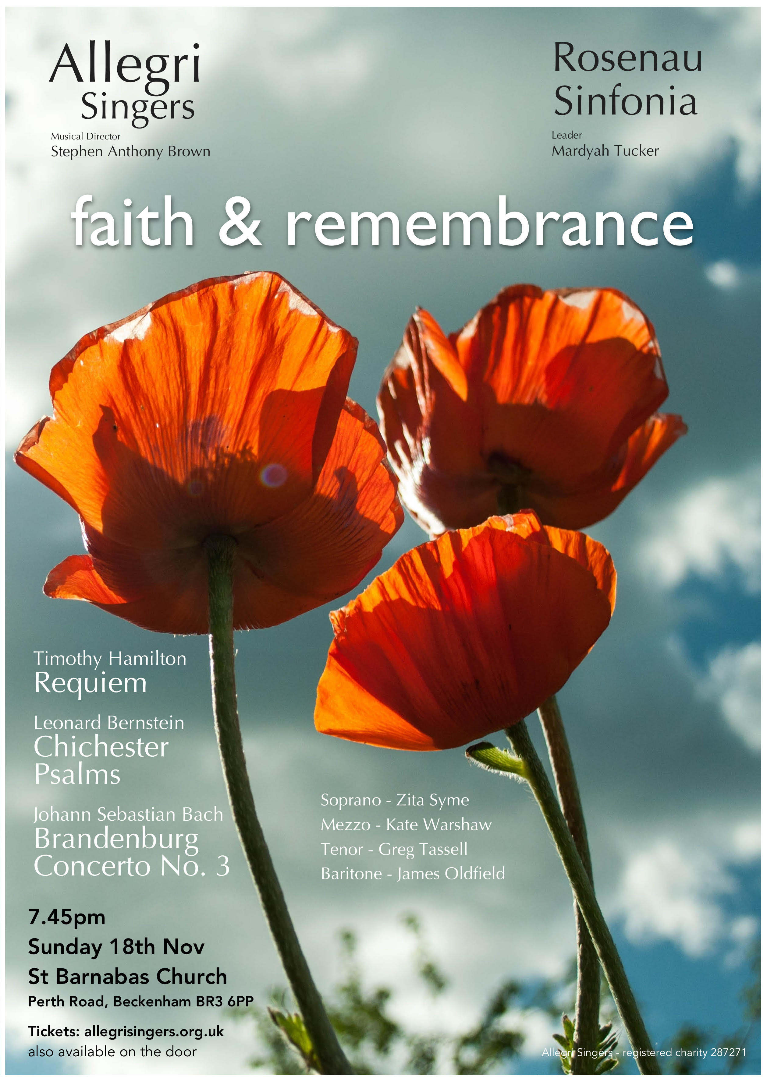 Zita Syme, soprano, Faith & Remembrance, 18th November 2018